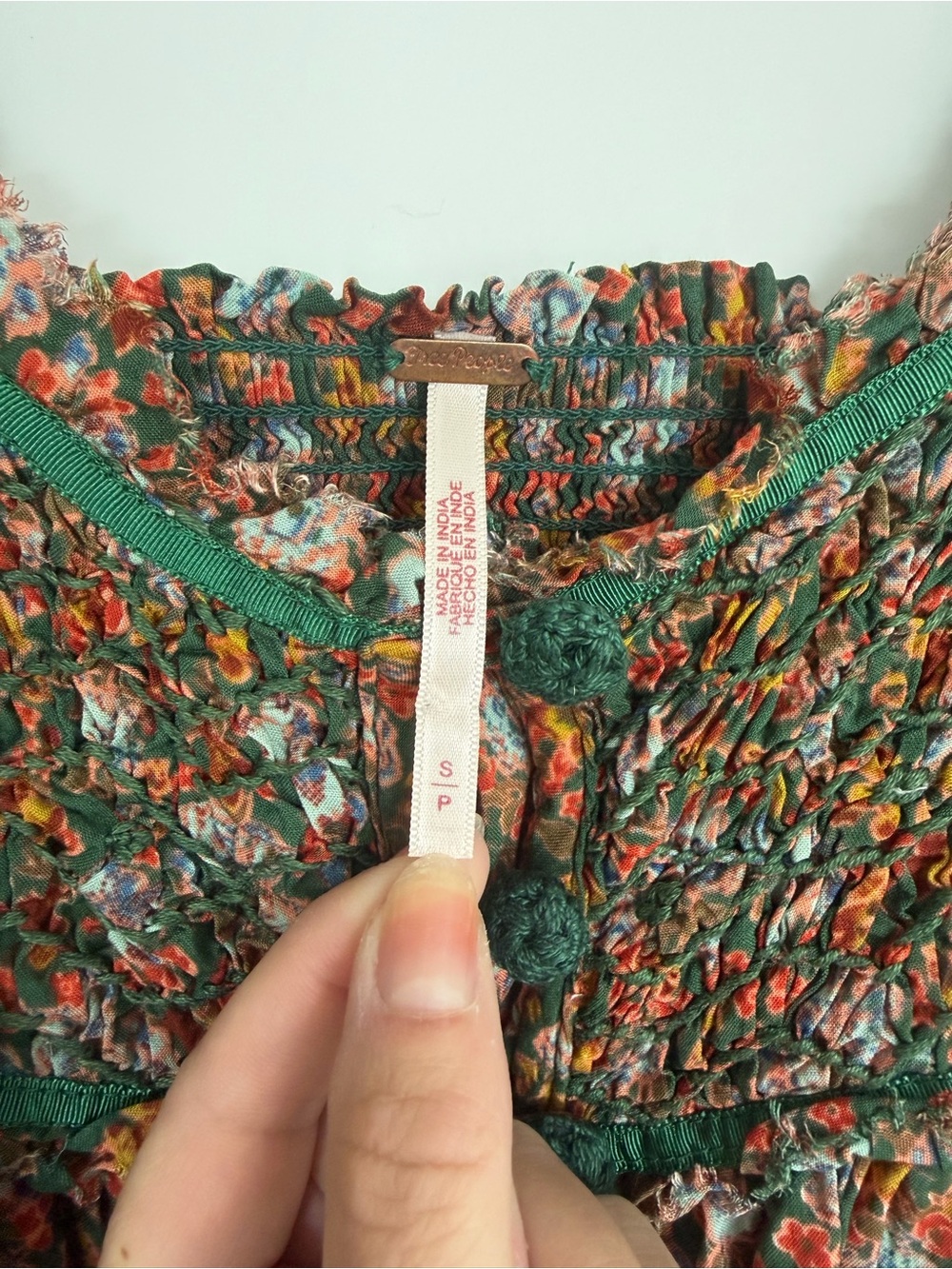 Free People Smocked Boho Floral Dress with Back Cutout & Pockets - Picture 4 of 7